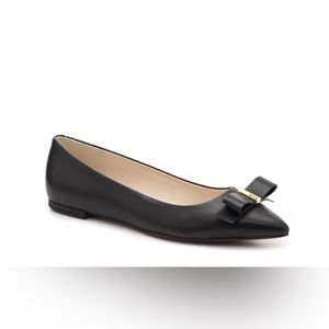 Cole Haan Elsie Bow Skimmer Ballet Flats Leather Point Toe